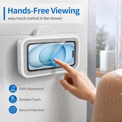 Shower Phone Holder Waterproof,Suction Phone Holder,Phone Shower Holder Waterproof,480° Rotatable, Multi-Angle Adjustable Waterproof Phone Holder,Bathroom Holder For All 4-7" Smartphones(White) in Saudi Arabia