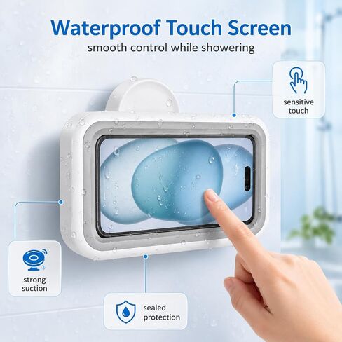 Shower Phone Holder Waterproof,Suction Phone Holder,Phone Shower Holder Waterproof,480° Rotatable, Multi-Angle Adjustable Waterproof Phone Holder,Bathroom Holder For All 4-7" Smartphones(White) in Saudi Arabia