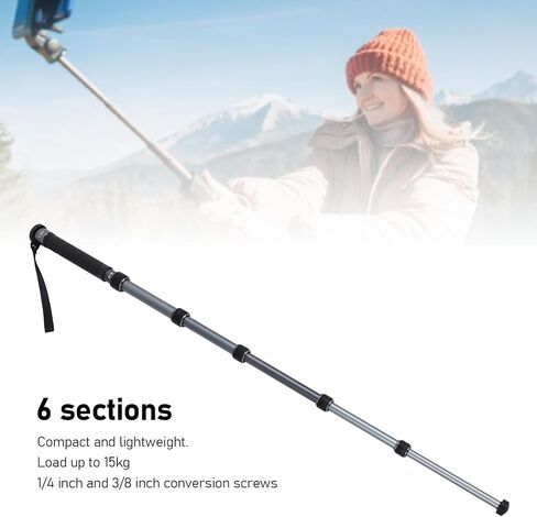 6 Sections Up to 68.5 Inch Lightweight Aluminum Extendable Camera Monopod Portable Monopod for Travel, Sports, Wildlife Photography in Kuwait