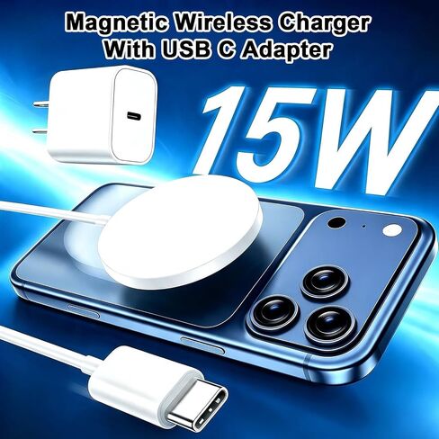 [Apple MFi Certified] Magnetic Wireless Charger for iPhone,2Pack 10FT Mag-Safe Fast Wireless Charging Pad 15W&USB C Charger Block for Apple iPhone 17 Pro Max/17 Pro/16 Pro Max/15 Plus,AirPods Pro 3/2 in Saudi Arabia