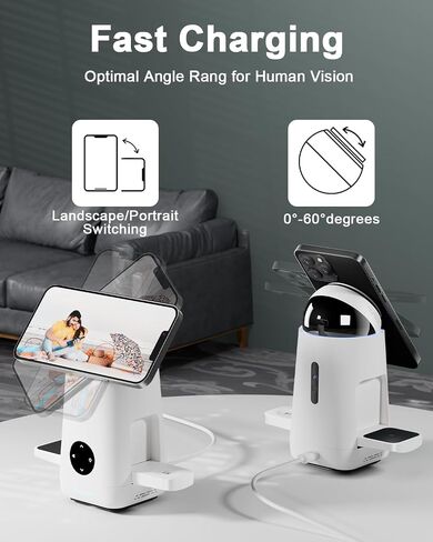 3 in 1 Charging Station for Apple & Samsung - 15W Wireless Mag-Safe Charger Stand Compatible for iPhone 17 16 15 14 13 12, AirPods, Apple & Galaxy Watch, Samsung S25 S24 (2 Pack White) in Saudi Arabia