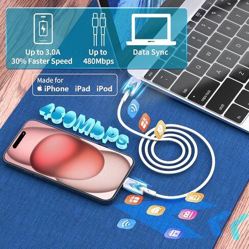 Apple MFi Certified iPhone 17 16 Charger Cable, 3Pack 6FT 100W USB C Cord in Saudi Arabia
