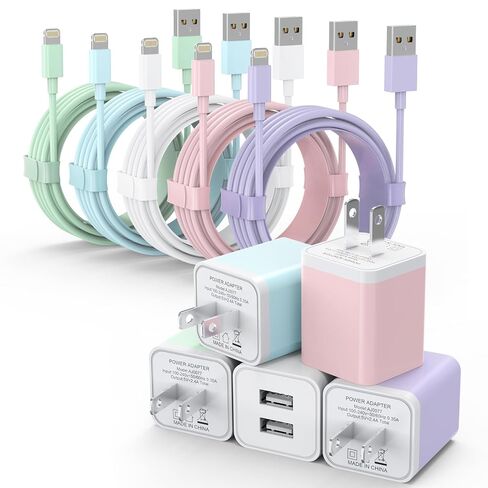 5Pack iPhone Charger Dual Port USB Wall Charger with 6FT Lightning Cable in Saudi Arabia