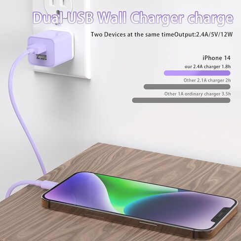5Pack iPhone Charger Dual Port USB Wall Charger with 6FT Lightning Cable in Saudi Arabia