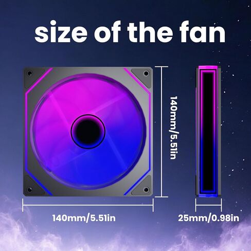 3 Pack 140mm RGB PWM case Fan with Mini Controller,Silent,Forward in Saudi Arabia