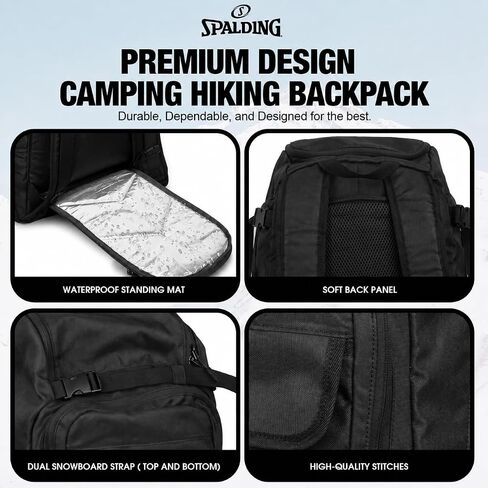 Spalding 50L Outdoor Adventure Backpack with Shoe Compartment, Waterproof Travel & Camping Backpack, Large Sports Gear Bag for Hiking, Motorcycle, Soccer, Weekend Trips and Outdoor Activities in Saudi Arabia