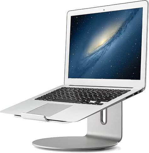 POUT E4 - Laptop Stand with 360 Rotating Base & Built-in Cable Ring — Ergonomic Aluminum Computer Riser for Laptop 10 to 17 Inches — for Apple Mac MacBook Air Pro HP LG Dell Sony in Kuwait