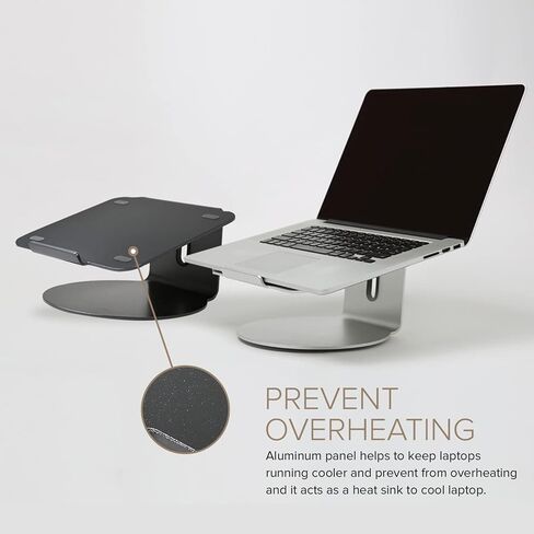 POUT E4 - Laptop Stand with 360 Rotating Base & Built-in Cable Ring — Ergonomic Aluminum Computer Riser for Laptop 10 to 17 Inches — for Apple Mac MacBook Air Pro HP LG Dell Sony in Kuwait
