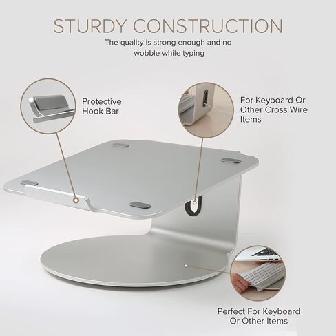 POUT E4 - Laptop Stand with 360 Rotating Base & Built-in Cable Ring — Ergonomic Aluminum Computer Riser for Laptop 10 to 17 Inches — for Apple Mac MacBook Air Pro HP LG Dell Sony in Kuwait