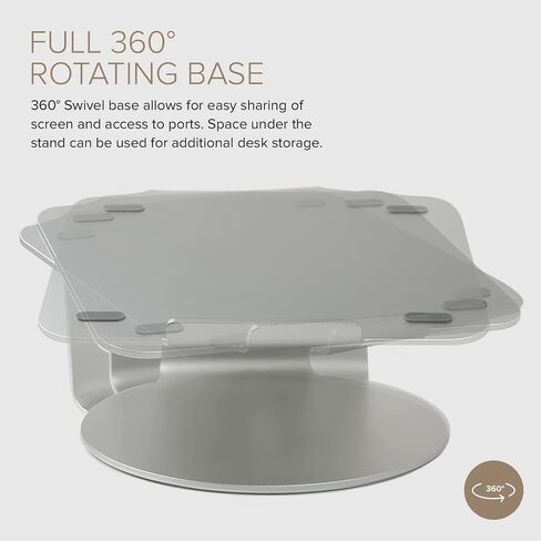 POUT E4 - Laptop Stand with 360 Rotating Base & Built-in Cable Ring — Ergonomic Aluminum Computer Riser for Laptop 10 to 17 Inches — for Apple Mac MacBook Air Pro HP LG Dell Sony in Kuwait