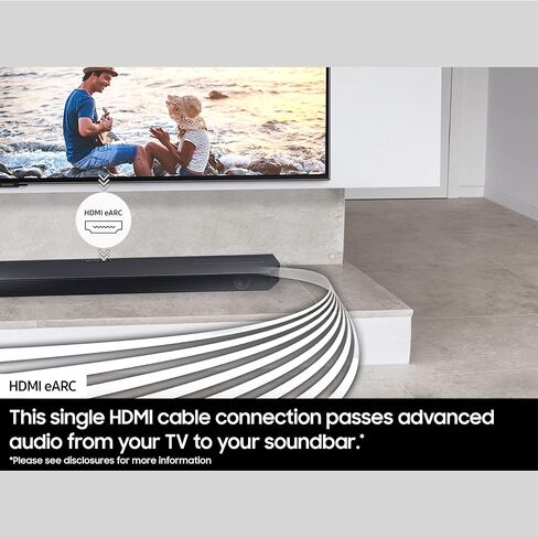 SAMSUNG HW-Q60C 3.1ch Soundbar w/Dolby Audio, Q-Symphony, Adaptive Sound Lite, HDMI eARC, Game Mode, Bluetooth, Tap Sound, Wireless Surround Sound Compatible, Black in Kuwait