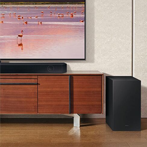 SAMSUNG HW-Q60C 3.1ch Soundbar w/Dolby Audio, Q-Symphony, Adaptive Sound Lite, HDMI eARC, Game Mode, Bluetooth, Tap Sound, Wireless Surround Sound Compatible, Black in Kuwait