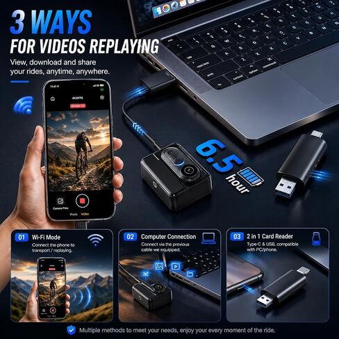 4K Mini Wearable Body Camera - 64GB Magnetic Thumb-Size Action Cam, 6-Axis Stabilization, Audio/Video Recording, Hands-Free POV for Vloggers, Hikers, Workers, Cycling, Travel & Daily Use in Saudi Arabia