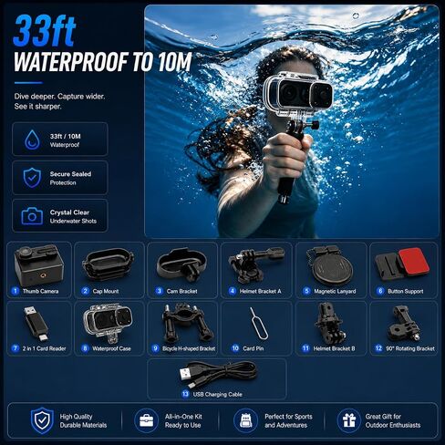 4K Mini Wearable Body Camera - 64GB Magnetic Thumb-Size Action Cam, 6-Axis Stabilization, Audio/Video Recording, Hands-Free POV for Vloggers, Hikers, Workers, Cycling, Travel & Daily Use in Saudi Arabia