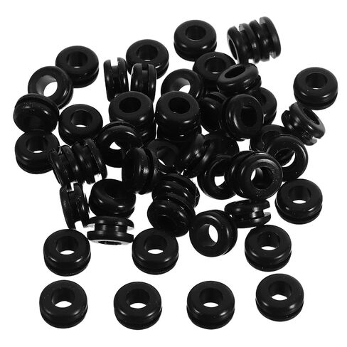 50pcs Silicone Cable Grommet Protector Dual-Sided Design, High Temperature Resistant Wire Protector Ring for Automotive and Irrigation System, Easy Installation Black Silicone in Kuwait