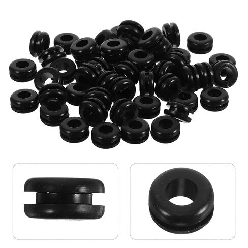 50pcs Silicone Cable Grommet Protector Dual-Sided Design, High Temperature Resistant Wire Protector Ring for Automotive and Irrigation System, Easy Installation Black Silicone in Kuwait