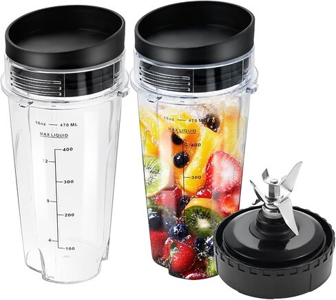 Replacement for Ninja Single Serve 16oz Cups Sip Seal Lids and 6 Fins Blade in Saudi Arabia