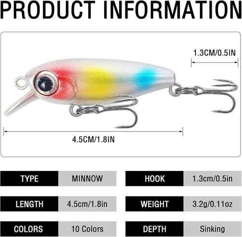 10Pcs Minnow Fishing Lure Square Bill Crankbait in Kuwait