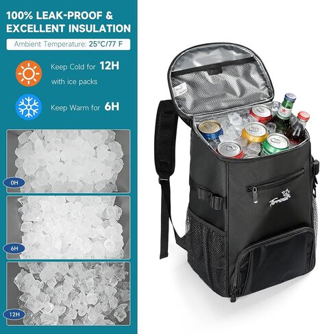 Tirrinia Insulated Cooler Backpack 30L 48Cans, Leak Proof Backpack Cooler Bag for Men & Women, Portable Lunch Backpack for Camping, Beach, Hiking, Picnic, Travel, Work, Office in Kuwait