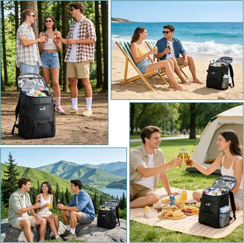 Tirrinia Insulated Cooler Backpack 30L 48Cans, Leak Proof Backpack Cooler Bag for Men & Women, Portable Lunch Backpack for Camping, Beach, Hiking, Picnic, Travel, Work, Office in Kuwait