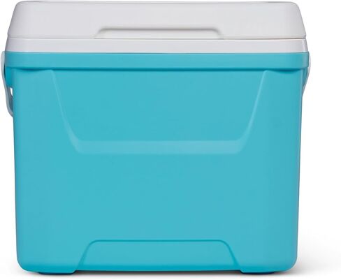 28 Quart Hard‑Sided Ice Chest Cooler with Swing‑Up Handle, Aqua Blue and White Insulated Foam Cooler Box for Outdoor Trip Picnic Beverage Storage in Kuwait
