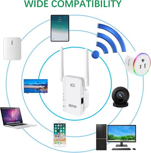 WiFi Extender for Home, 300Mbps Wireless Wi-Fi Repeater Super Signal Booster 2.4GHz WiFi Amplifier with Repeater/AP Mode | Easy Setup | High Gain Antennas | WAN/LAN Ports Comply with Any Router in Kuwait