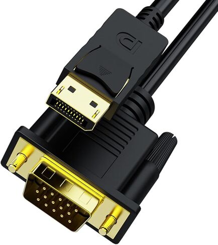 PartyKindom Vga Adapter Cable for Computer and Display, Supports Mirror and Extended Mode, No Driver Needed, 1920x1080 Resolution, Black Copper Cable for Video Streaming and Gaming in Kuwait