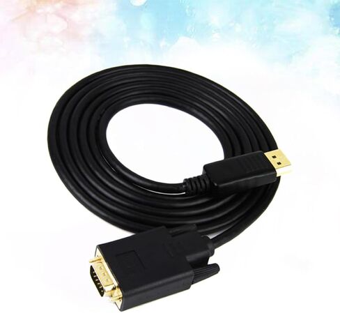 PartyKindom Vga Adapter Cable for Computer and Display, Supports Mirror and Extended Mode, No Driver Needed, 1920x1080 Resolution, Black Copper Cable for Video Streaming and Gaming in Kuwait