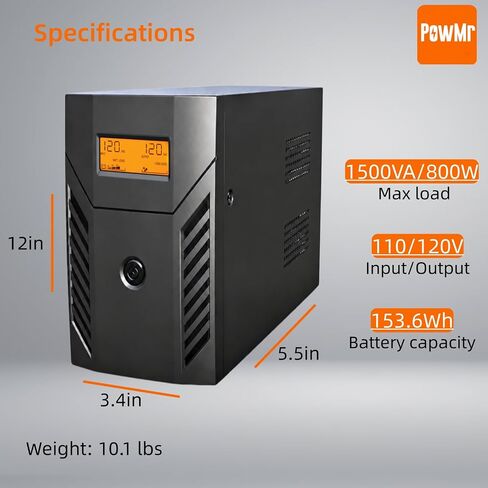 PowMr UPS 1500VA/800W, LCD, AVR, UPS Battery Backup & Surge Protector in Saudi Arabia