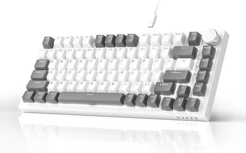 Ajazz AK820 75% Wired Mechanical Gaming Keyboard, Gasket Mounted Hot Swappable Custom Keyboard with Volume Knob, 5-Layer Sound Dampening Padding, PBT Keycaps, 82 Keys, Black in Kuwait