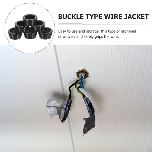 200 Pcs Nylon Snap in Cable Grommet Protector for Tubing and Wire, Easy to Install Black Hose Bushing Insulates Cables, for Communication Network and Distribution Box in Kuwait
