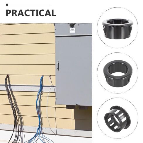 200 Pcs Nylon Snap in Cable Grommet Protector for Tubing and Wire, Easy to Install Black Hose Bushing Insulates Cables, for Communication Network and Distribution Box in Kuwait