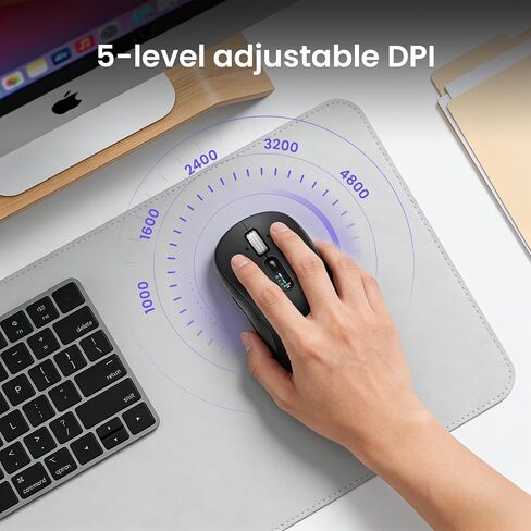 Wireless Bluetooth Multi-Device mouse with 7 Programmable Buttons(Mac/Windows), 4-way Navigation Scroll, 5 level DPI, Side Scroll, Quiet Click Mice for Computer, Laptop, PC, iPad, Tablet, MacBook. in Kuwait