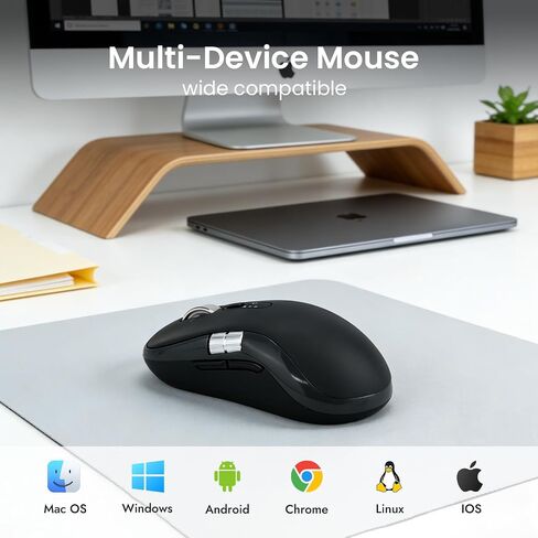 Wireless Bluetooth Multi-Device mouse with 7 Programmable Buttons(Mac/Windows), 4-way Navigation Scroll, 5 level DPI, Side Scroll, Quiet Click Mice for Computer, Laptop, PC, iPad, Tablet, MacBook. in Kuwait