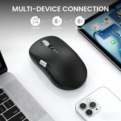 Wireless Bluetooth Multi-Device mouse with 7 Programmable Buttons(Mac/Windows), 4-way Navigation Scroll, 5 level DPI, Side Scroll, Quiet Click Mice for Computer, Laptop, PC, iPad, Tablet, MacBook. in Kuwait