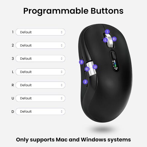 Wireless Bluetooth Multi-Device mouse with 7 Programmable Buttons(Mac/Windows), 4-way Navigation Scroll, 5 level DPI, Side Scroll, Quiet Click Mice for Computer, Laptop, PC, iPad, Tablet, MacBook. in Kuwait