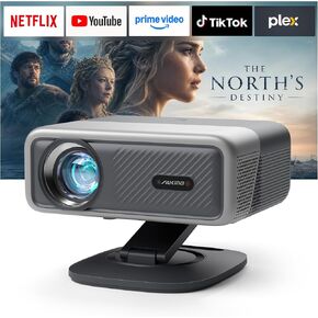 [4600 ANSI & 60W Dolby Audio] 4K Projector with WiFi and Bluetooth,TOF Real-Time Auto Focus Overhead Projector, AuKing Outdoor Movie Home Proyector with Omni-Adjustable Stand(silver grey) in Saudi Arabia