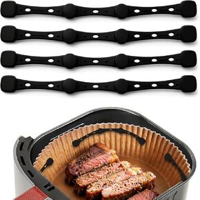 Air Fryer Magnets for Parchment Paper, 4PCS Non-Segmented Design Air Fryer Accessories Locks Liner Magnet Silicone Buckle, Lock Disposable Liners Safely and Prevent Paper to Burn, Black in Saudi Arabia