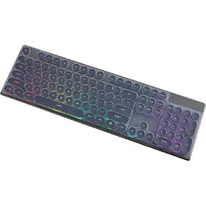Silicone Keyboard Skin Cover Compatible for MOFII Wireless Keyboard - Retro Full Size Typewriter Keyboard with Round Keycaps and Number Pad (Clear) in Kuwait