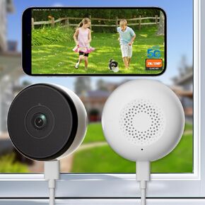 2K Indoor Dome Window Security Camera, 5G & 2.4GHz Dual Band WiFi Camera for Home Security, Color Night Vision, Human & Motion Detection, Real‑Time Alerts, 24/7 Recording, Alexa,White,Short-2P in Kuwait
