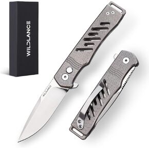 3" D2 Steel Folding Knife with Titanium Handle - EDC Pocket Knife with Clip for Men & Women, Compact Daily Carry Utility Tool, PK-T002 in Kuwait