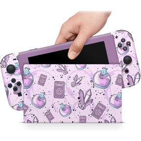 ZOOMHITSKINS Skin Compatible with Switch, Crystal Tarot Mystic Purple Design, Durable 3M Vinyl Decal Wrap, Precision Fit, Bubble-Free, Made in USA in Kuwait