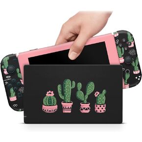 ZOOMHITSKINS Skin Compatible with Switch, Cactus Floral Cute Plants Design, Durable 3M Vinyl Decal Wrap, Precision Fit, Bubble-Free, Made in USA in Kuwait