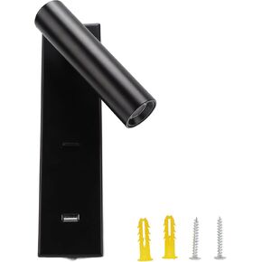 LED Wall Mounted Reading Light Wall Lamp with 350 Rotatable Head and USB Charging Port for Bedroom Home Decor in Kuwait