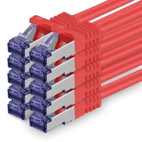 1aTTack.de Cat.7 LAN ethernet Cable 3m - Red - Cat7 LAN Network 10GBASE-T - 10000 Mbps (Sftp Pimf) Double Shielded patchcable RJ45 Plug Cat.6a in Saudi Arabia