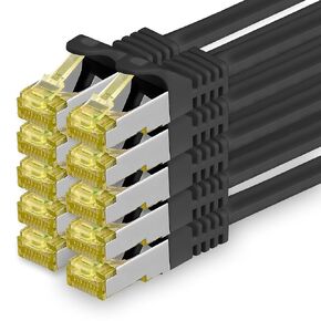 1aTTack.de Cat.7 Patch Cable Set S/FTP (PiMF) Ethernet LAN Network Cables 10 Gigabit/s High Speed 600 MHz with Locking Protection Halogen-Free (LSZH) Schwarz - 10 Pieces 3m in Saudi Arabia