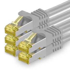 1aTTack.de Cat.7 Patch Cable Set S/FTP (PiMF) Ethernet LAN Network Cables 10 Gigabit/s High Speed 600 MHz with Locking Protection Halogen-Free (LSZH) Grey - 5 Pieces 1 5m in Kuwait