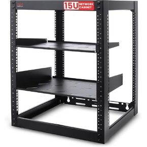 Pyle 15U Server Rack Network Cabinet - Open Frame Rack, Wall Mountable Heavy Duty Designs for Servers & AV Gear | Compatible with 19" Equipment Standard (Black) in Kuwait