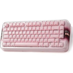 XVX x CoolKiller CK75 SE 75% Tri-Mode Mechanical Keyboard, Gasket Mount Hot-Swap Linear Switch, Crystal Jelly Transparent Keyboard with Full RGB for Gaming and Office-Pink in Kuwait
