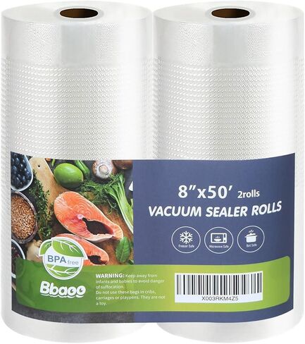 Vacuum Sealer Bags, 11"x50' Rolls 2 pack for Food Storage Saver, Commercial Grade BPA Free Bag Rolls, Heavy Duty, Great for vac storage, Meal Prep or Sous Vide in Kuwait